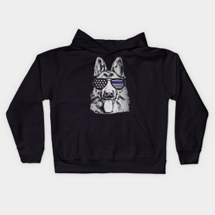 K9 Police Officer German Shepherd Dog Thin Blue Line Kids Hoodie